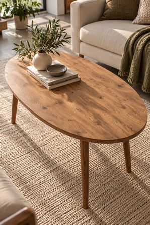 SuloraHome Torna Ayaklı Oval Orta Sehpa Ceviz