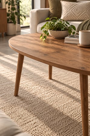 SuloraHome Torna Ayaklı Oval Orta Sehpa Ceviz