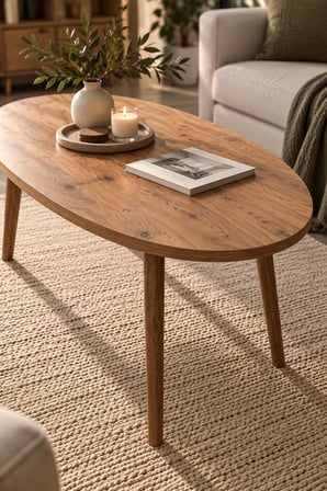 SuloraHome Torna Ayaklı Oval Orta Sehpa Ceviz