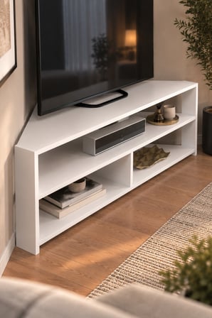 SuloraHome Beyaz Köşe TV Ünitesi 140 cm