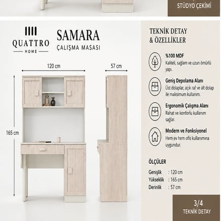 SAMARA KİTAPLIKLI ÇALIŞMA MASASI