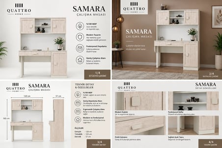 SAMARA KİTAPLIKLI ÇALIŞMA MASASI