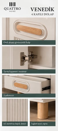 VENEDİK 4 KAPAKLI DOLAP