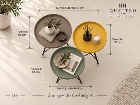 Mireva 110 Üçlü Zigon Sehpa