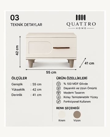 LOCA KOMODİN ÇEKMECELİ