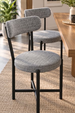 SuloraHome 2'li Gri Keten Kumaş Sandalye Seti Modern Mutfak ve Kafe Sandalyesi