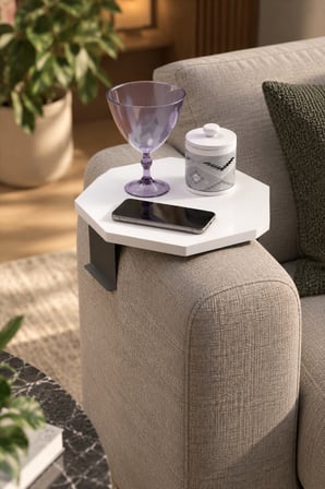 SuloraHome Ayarlanabilir Sekizgen Yan Sehpa Beyaz
