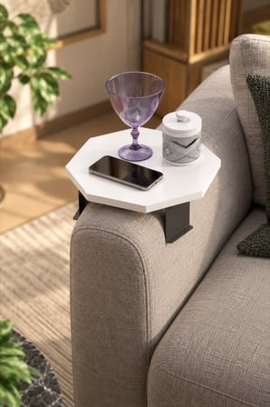 SuloraHome Ayarlanabilir Sekizgen Yan Sehpa Beyaz