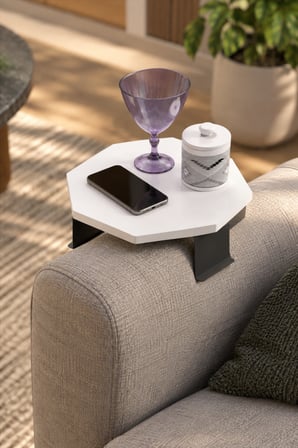 SuloraHome Ayarlanabilir Sekizgen Yan Sehpa Beyaz