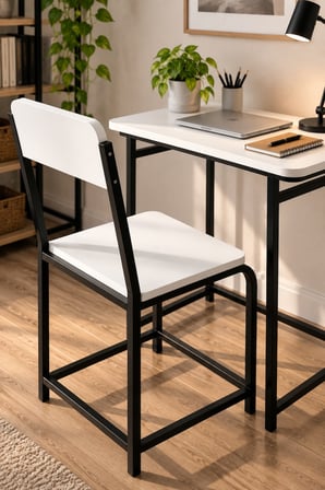SuloraHome Minör Çalışma Masası ve Sandalye Seti Beyaz