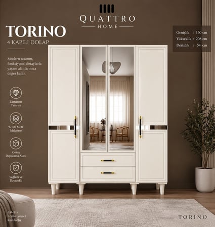TORINO 4 KAPAKLI DOLAP