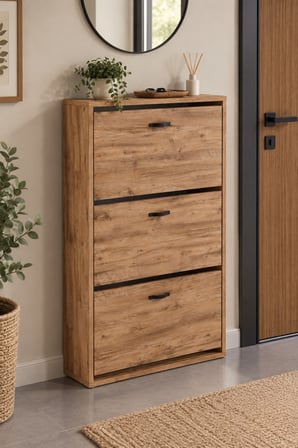 SuloraHome Düşer Kapaklı Ayakkabılık Kahverengi 74 cm