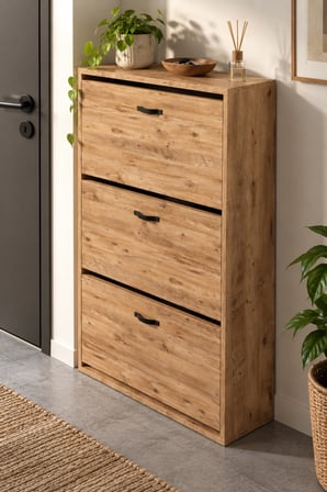 SuloraHome Düşer Kapaklı Ayakkabılık Kahverengi 74 cm