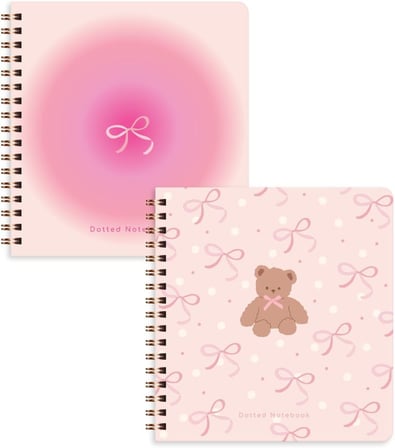 15x16 Spiralli Karton Kapak 2'li Noktalı Not Defter Seti - Ayıcık