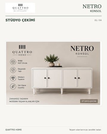 NETRO KONSOL BEYAZ KAPAKLI