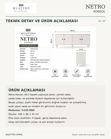 NETRO KONSOL BEYAZ KAPAKLI
