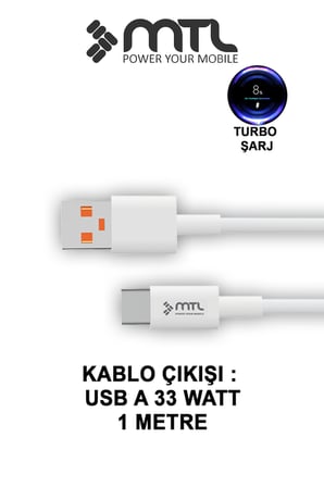 33W Turbo Şarj Saniyeli USB Adaptör + USB Type-C Kablo Hızlı Şarj Seti MT 1753