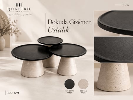 Solenza 1096 3’lü Yuvarlak Orta Sehpa