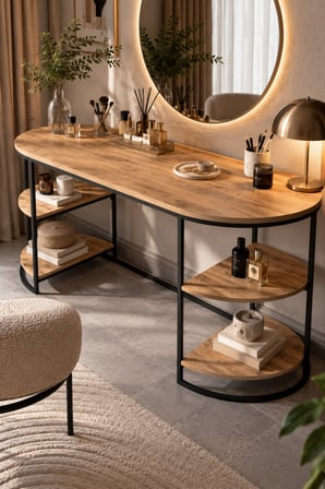 SuloraHome Dolunay Çalışma ve Makyaj Masası Kahverengi 140 cm
