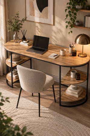 SuloraHome Dolunay Çalışma ve Makyaj Masası Kahverengi 140 cm