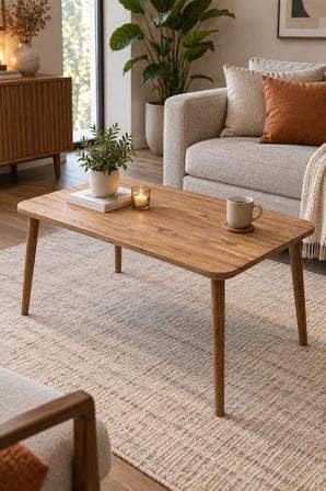 SuloraHome Torna Ayaklı Ceviz Desenli Orta Sehpa