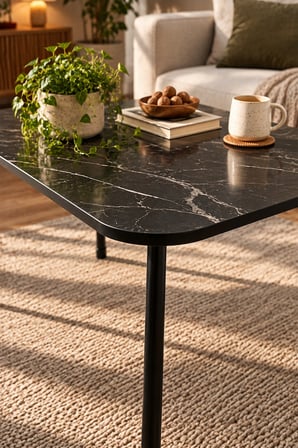 SuloraHome Ceviz Desenli Metal Ayaklı Çekmeceli Orta Sehpa