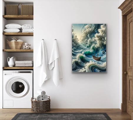 Okyanustaki Yalnız Gemi Kanvas Tablo 70x100cm