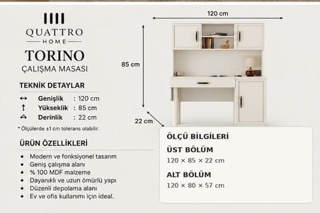 TORINO KİTAPLIKLI ÇALIŞMA MASASI