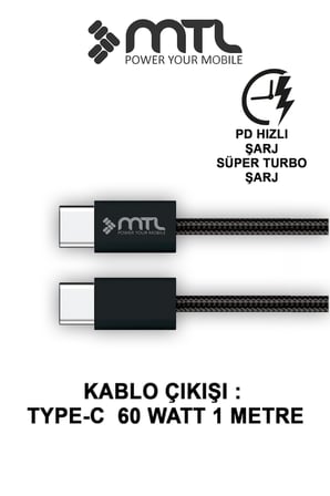 45W Süper Hızlı 2.0 Type-C Adaptör + Type-C to Type-C Kablo Süper Fast Şarj Seti MT 1745