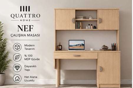 NEF KİTAPLIKLI ÇALIŞMA MASASI