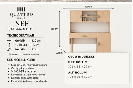 NEF KİTAPLIKLI ÇALIŞMA MASASI