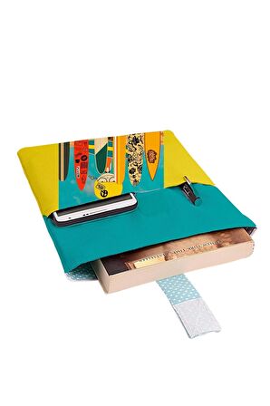 Desenli Yıkanabilir Cepli Kitap Kılıfı 20 x 25 cm Çok Amaçlı Çanta Book Cover