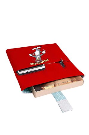 Desenli Yıkanabilir Cepli Kitap Kılıfı 20 x 25 cm Çok Amaçlı Çanta Book Cover