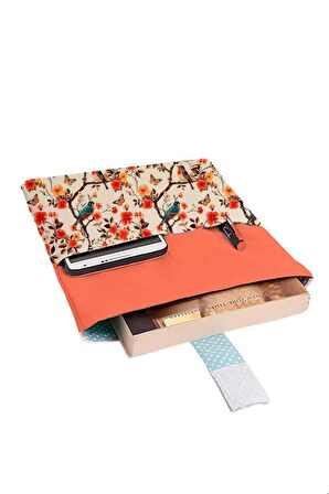 Desenli Yıkanabilir Cepli Kitap Kılıfı 20 x 25 cm Çok Amaçlı Çanta Book Cover
