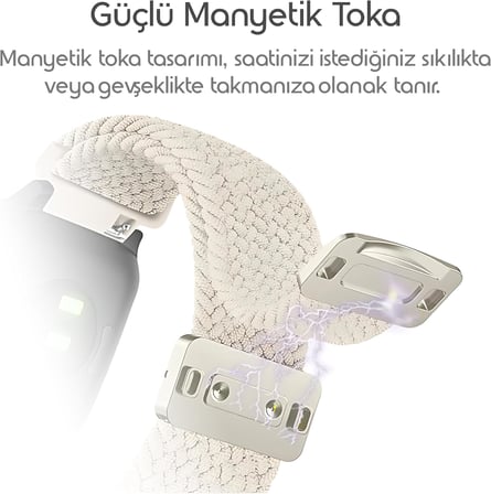 Örgü Loop 18mm Kumaş Kordon Huawei ile Uyumlu GT5 41mm/GT5 Pro 42mm/GT4 41mm için Manyetik Tokalı Terlemeye Karşı Nefes Alabilen Bileğe Göre Ayarlanabilen Elastik Kayış