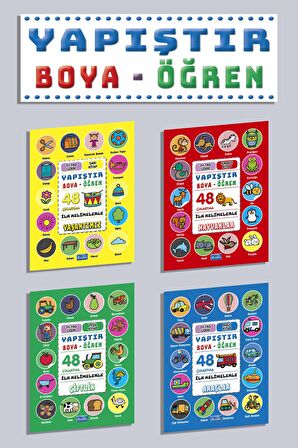 İlk Kelimelerle Yapıştır Boya Öğren Seti (4 Kitap Takım)