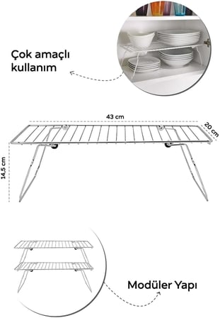 Metal Dolap İçi Düzenleyici Katlanabilir Raf MIT1098
