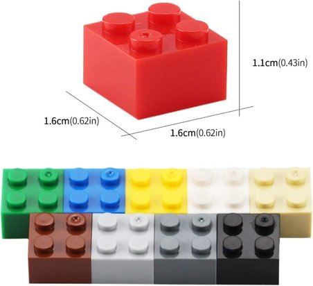 2x2 Yapı Blok Seti 100 Parça – Standart Ölçülerle Uyumlu Renkli Mini Tuğla Seti – Yaratıcı Oyun ve Eğitim İçin, 3 Yaş Üzeri(Sıcak Renkler)