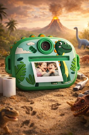Çocuk Anında Baskılı Mini Fotoğraf Makinesi Sevimli Tasarımlı Çift Kameralı Kamera