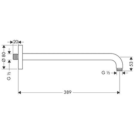 Hansgrohe Tepe Duş Dirseği 389 mm Satin Siyah