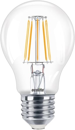 Ecolite 6,5W LED Filament Ampul E27 | 60W Eşdeğer | 2700K Sarı Işık | 810 Lümen | 2’li Paket | Enerji Sınıfı E
