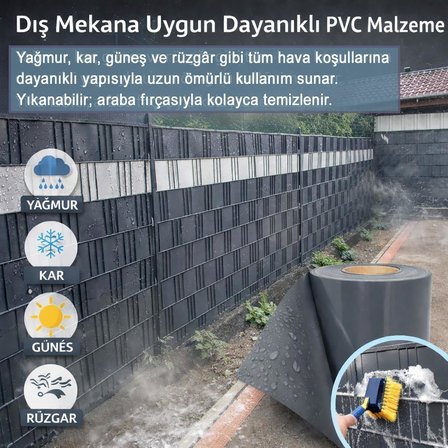 PanKor Panel Çit Kapatma Bantları - Yüksek Güvenlik ve Gizlilik için Dayanıklı, Estetik Koruma Çözümü - Toz, Rüzgar ve Ses Engelleyici, Kolay Montajlı - 50 metre (Antrasit, 7cm)