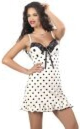 miorre Push-Up Dolgulu Puantiyeli Gecelik Takım,Krem-Siyah 80,331234779