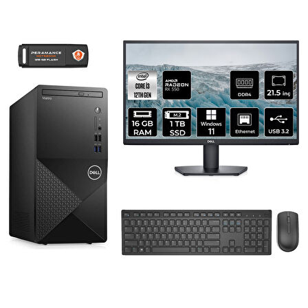 DELL VOSTRO 3910 MN35633910D213 i3 12100 16GB RAM 1TB SSD RX550 4GB 21.5" W11H MASAÜSTÜ PC