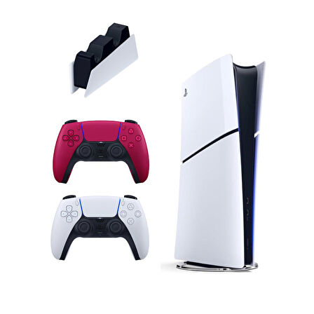 Playstation 5 Slim Digital 825 GB + Şarj İstasyonu + 2. Kırmızı Dualsense İthalatçı Garantili