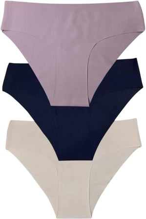 Kadın 3'lü Dikişsiz Lazer Kesim Iz Yapmaz Likralı Bikini Slip Külot