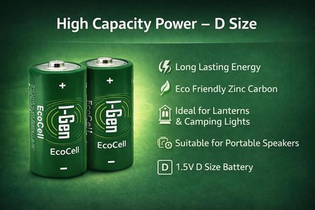 Batteries R20 Ecocell D Boy Pil 1.5V Büyük Boy Pil (10, 10'lu Paket)