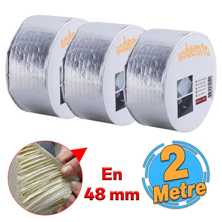3 ADET Çamur Bant Çatı İzolasyon Ses Su Yalıtım Tamir Sakız Bandı Gri 48 mm x 2 Metre
