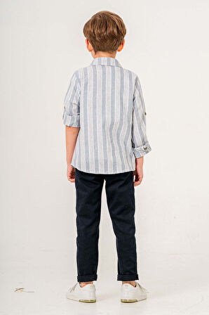 Uzun Kol & Body'li Gabardin 3 Parça Erkek Çocuk Gömlekli Takım