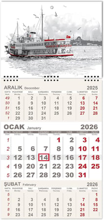 2026 Minik Boy Gemici Takvimi Denizci Duvar Takvimi 24x52 cm